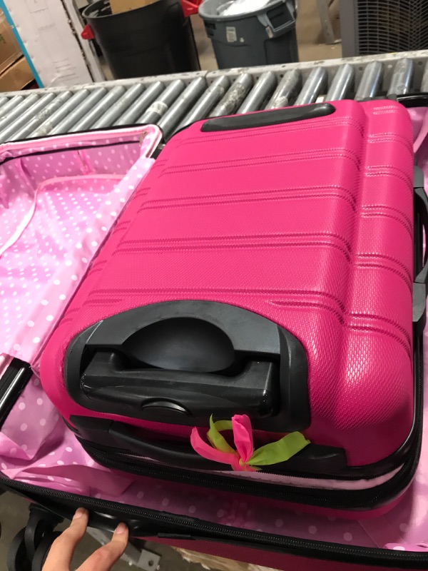 Photo 3 of Rockland Melbourne Hardside Expandable Spinner Wheel Luggage, Magenta, 2-Piece Set (20/28)
