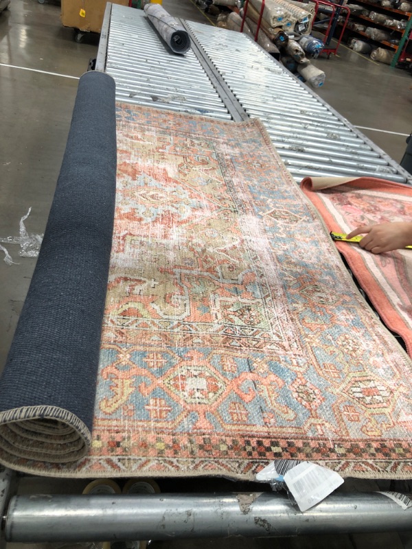 Photo 2 of ***FRAYED AND DAMAGED - SEE PICTURES***
 Loloi II Loren Collection LQ-15 Terracotta / Sky, Traditional 5'-0" x 7'-6" Area Rug 5 ft x 7 ft 6 in Terracotta / Sky