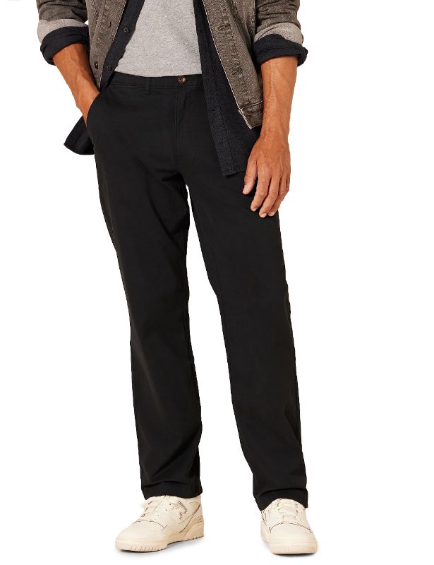 Photo 1 of Amazon Essentials Men's Classic-Fit Casual Stretch Khaki Pant Black 35 x 34