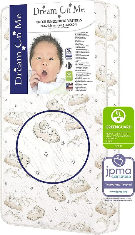 Photo 1 of DAMAGED**Dream On Me Twilight 5” 88 Coil Inner Spring Crib And Toddler Mattress, Greenguard Gold Certified, 10 Year Limited Warranty, Waterproof Vinyl Cover, Made In The U.S.A, Support And Comfort
