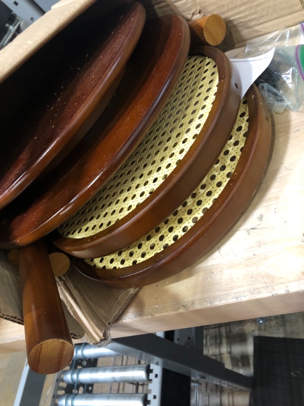 Photo 1 of APICIZON Round Side Table Set of 2 with Storage, Brown Rattan Nightstand Bedside Table, Small End Table for Living Room, Bedroom, Small Spaces, Modern Accent Table Easy Assembly, 15 x 19.3 Inches 2 Brown