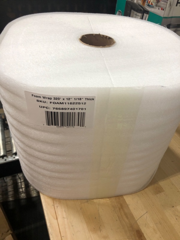 Photo 2 of Uboxes Foam Wrap Roll 320' x 12 Wide 1/16 Thick Cushion - 12 Perforation, White, FOAM11622512 320 Feet