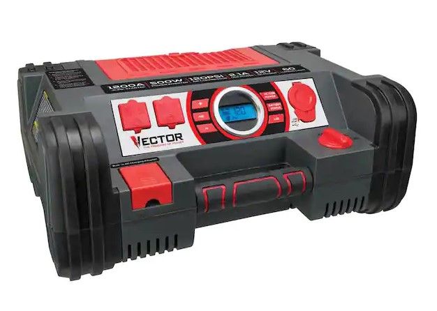 Photo 1 of 1200 Peak Amp Jump Starter, Dual Power Inverter, 120 PSI Air Compressor, USB Charging Port, Rechargeable
