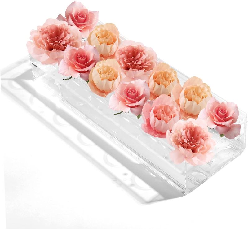 Photo 1 of 12 Inches Long Clear Acrylic Flower Vase Rectangular Floral Centerpiece Acrylic Flower Box for Dining Table Rectangle Decorative Modern Vase for Wedding Party Home Decor
