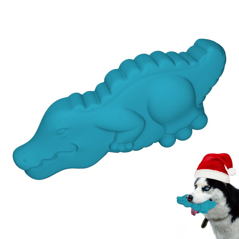 Photo 1 of 2 Petcronies Dog Toys for Aggressive Chewers, Full Natural Rubber, Bacon Flavor, Dinosaur Interactive Dog Toys for Boredom Dog Teeth Cleaning, Dog Chew Toys for Medium and Large Dogs Blue