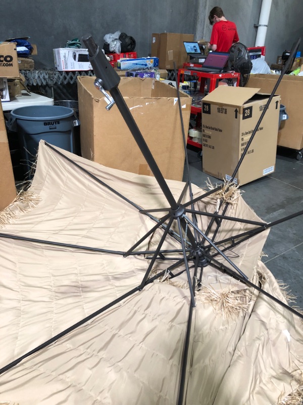 Photo 3 of * used * damaged * incomplete *
Patio Umbrella Thatched Tiki Outdoor Umbrella with Plug Tropical Hawaiian Style Grass Beach Umbrella 