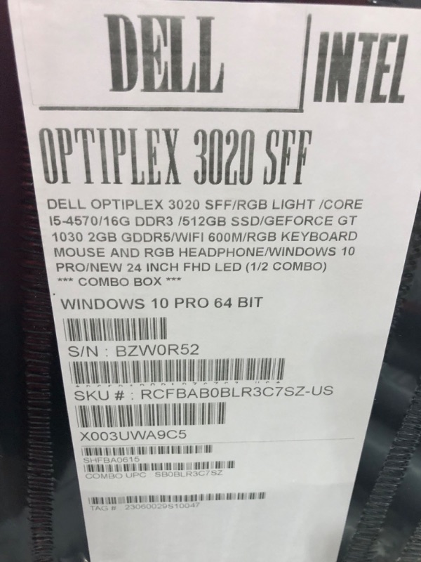 Photo 2 of Dell OptiPlex Desktop 3020 SSF Computer PC, Intel i5 4570, 16GB RAM, 512GB SSD, 24 Inch HDMI Monitor, RGB Keyboard Mouse and Headset, WiFi, Windows 10 Pro (Renewed)
