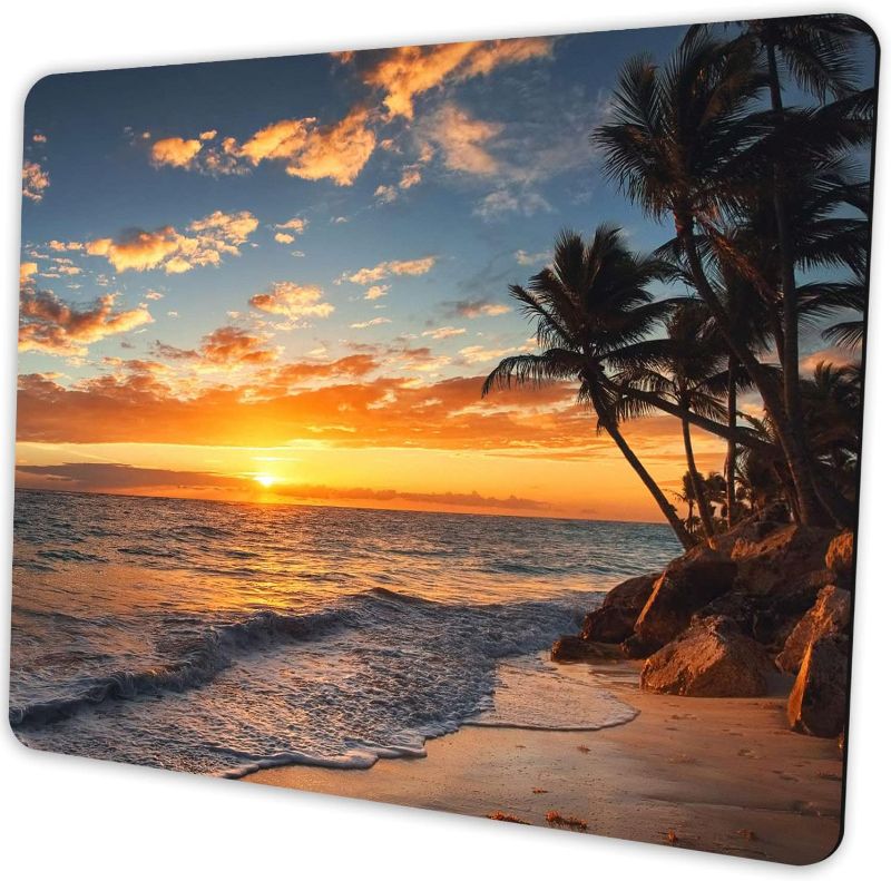 Photo 1 of SHALYSONG Sunset Beach Mouse pad with Tropical Ocean Landscape and Non-Slip Rubber Base Design for Personalized Women's Office Desktop Decoration Accessories 9.5x7.9 inch
