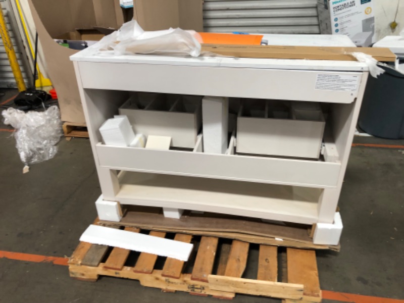 Photo 5 of allen + roth Kennilton 48-in Natural Undermount Single Sink Bathroom Vanity with White Carrara Engineered Stone Top