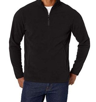 Photo 1 of Amazon Essentials Men's Quarter-Zip Polar Fleece Jacket, Black, Small
