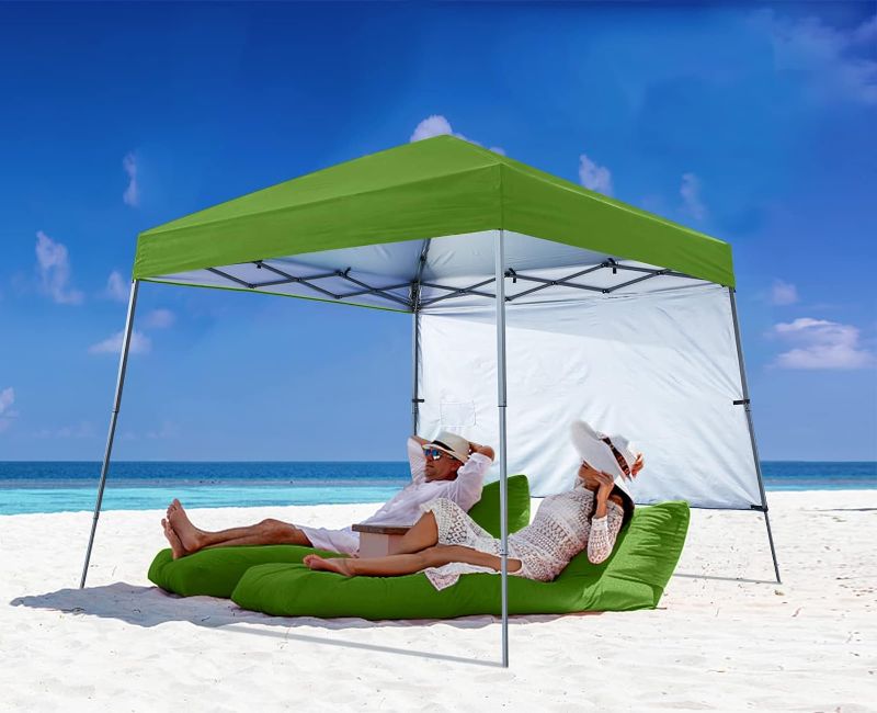 Photo 1 of ABCCANOPY Stable Pop Up Beach Tent with Backpack Bag, 10 x 10 ft Base / 8 x 8 ft Top, Grass Green