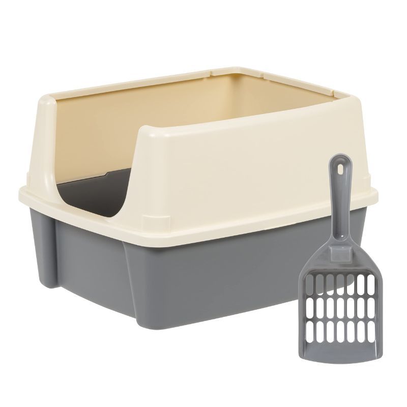 Photo 1 of *MISSING SCOOP* Amazon Basics Tall Open Top Cat Litter Box with High Sides and Cat Litter Scoop 2 Pack