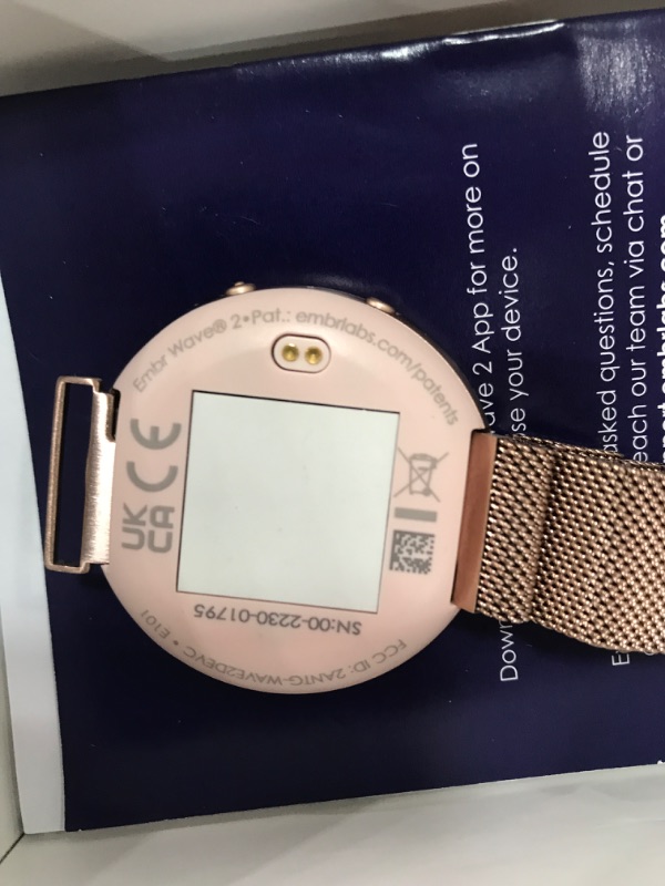 Photo 3 of (USED) Embr Wave 2 Thermal Wristband - Effective, Natural Relief from Hot Flashes, Night Sweats, Menopause Symptoms – Improve Sleep, Manage Anxiety - Warming and Cooling Rechargeable Bracelet - Gold

