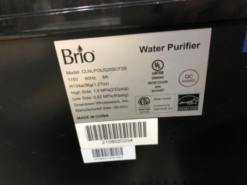 Photo 3 of ***DAMAGED - NONFUNCTIONAL - FOR PARTS - SEE NOTES***
Brio Self Cleaning Bottom Loading Water Cooler Water Dispenser – Black Stainless Steel