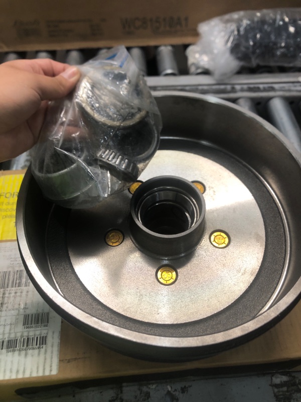 Photo 1 of (USED) ECCPP Black Boat Trailer Brake Drum Hub Kit 10 x 2 1/4 5 Bolt 1 1/16 x 1 3/8 44649 x 68149 Fit for 3500lb
