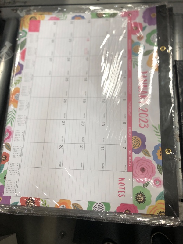 Photo 2 of Large Desk Calendar 2023 - 2023 Desk Calendar, 12 Monthly Large Desk/Wall Calendar 2-in-1, 22" x 17", JAN. 2023 - DEC.2023, Thick Paper with Corner Protectors, Large Ruled Blocks - Colorful Floral