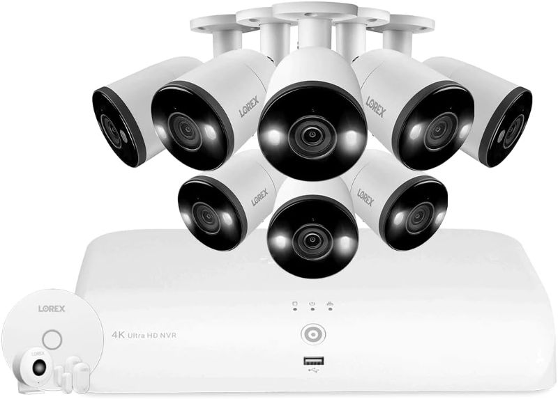 Photo 1 of Lorex Fusion 4K Security Camera System w 2TB NVR - 8 Channel PoE Wired Home Security w 8 Metal Cameras - Motion Detection, Active Deterrence, 2-Way Audio, Color Night Vision, Weatherproof Surveillance
