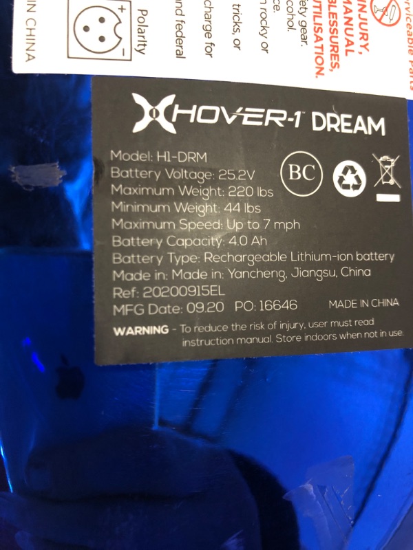 Photo 1 of Tested... Hover-1 Dream Electric Hoverboard | 7MPH Top Speed, 6 Mile Range, Long Lasting Lithium-Ion Battery, 5HR Full Charge, Rider Modes: Beginner to Expert Scooters Hoverboard Blue Dream