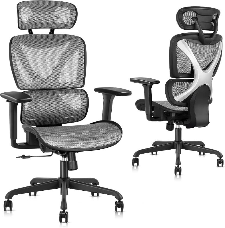 Photo 1 of GABRYLLY OFFICE CHAIR 
GABRYLLY Ergonomic Office Chair, Big and Tall Mesh Desk Chair with Adjustable 3D Arms Lumbar Support, Headrest & Wide Mesh Seat, Wheels, Reclining Executive Gaming Chairs, 
MODEL PF-1094-B 29.5"WX 23.6" DX 45.7-51.2H