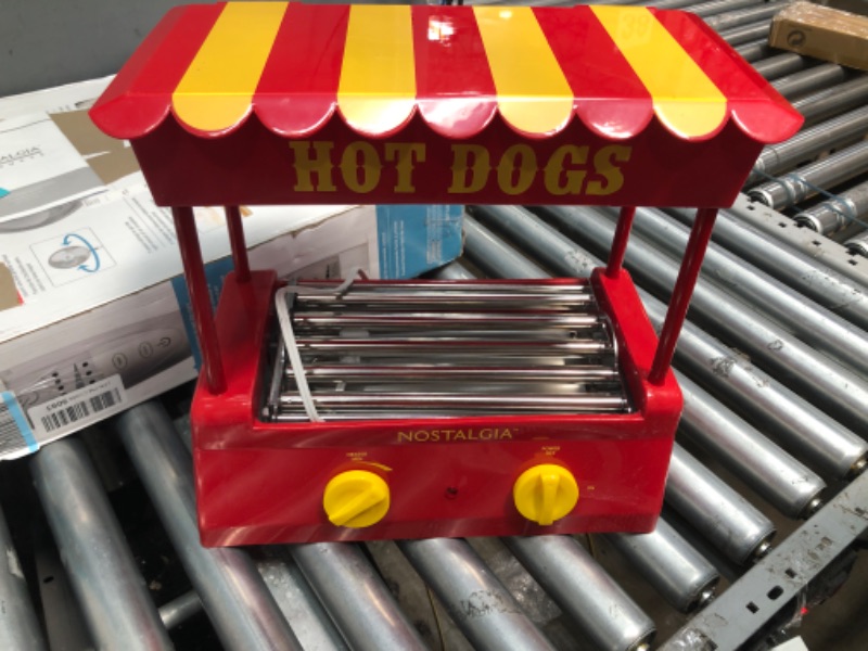 Photo 2 of ***PARTS ONLY, NON-FUNCTIONAL** Nostalgia Countertop Hot Dog Roller, 8 Regular Sized Hot Dogs, 4 Foot Long Hot Dogs and 6 Bun Capacity, Stainless Steel
