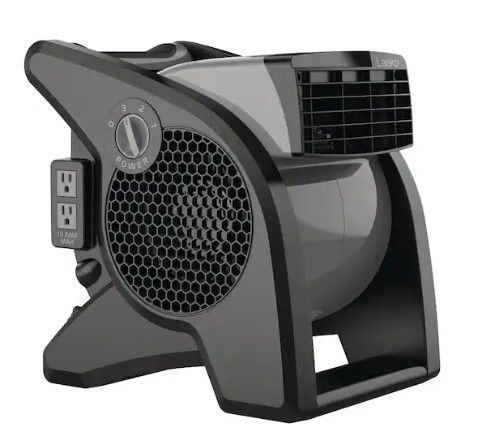 Photo 1 of 11.2 in. 3 Speeds Blower Fan in Gray with Carry Handle, Circuit Breaker, Power Outlets, High Velocity Utility Pivoting
