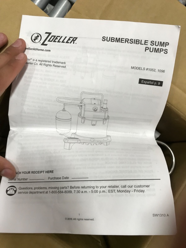 Photo 2 of Zoeller Pro Series 1052 w/ Non-Clogging Vortex Impeller, Moves 48 Gallons Per Minute, 1/3HP 115-Volt Cast Iron Submersible Sump Pump