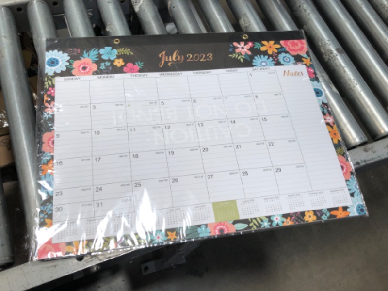 Photo 2 of 2023-2024 Desk Calendar - Large Desk Calendar 2023-2024, Jul. 2023 - Dec. 2024, 22" x 17", Thick Paper with 18 Months, Corner Protectors, Large Ruled Blocks & 2 Hanging Hooks - Black Floral Large:22"x17"