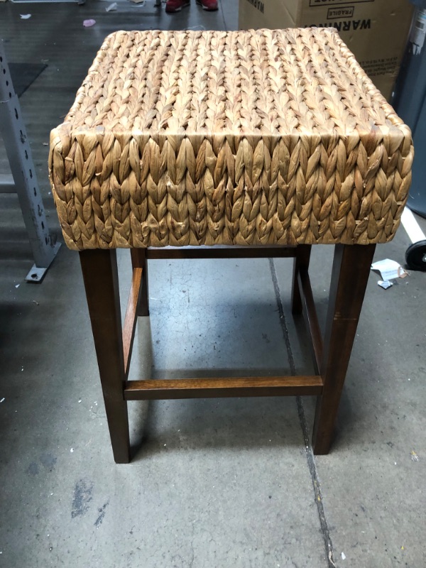 Photo 2 of  Counter Stool Seat 25" H Kitchen Chair Footrest Brace Tropical Bar Woven
