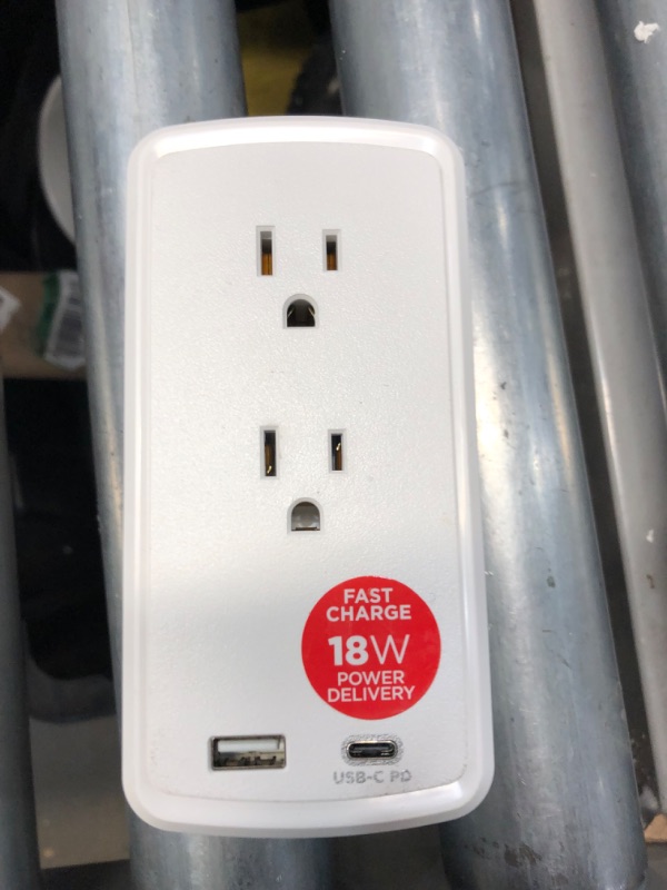 Photo 2 of 2-Outlet Surge Protector USB-A USB-C Wall Tap