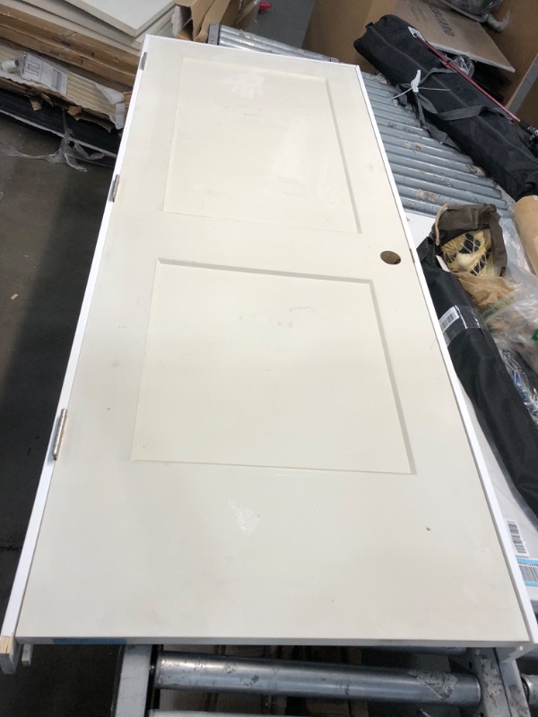 Photo 2 of 30 in. x 80 in. 2 Panel Monroe Primed Right-Hand Smooth Solid Core Molded Composite MDF Single Prehung Interior Door