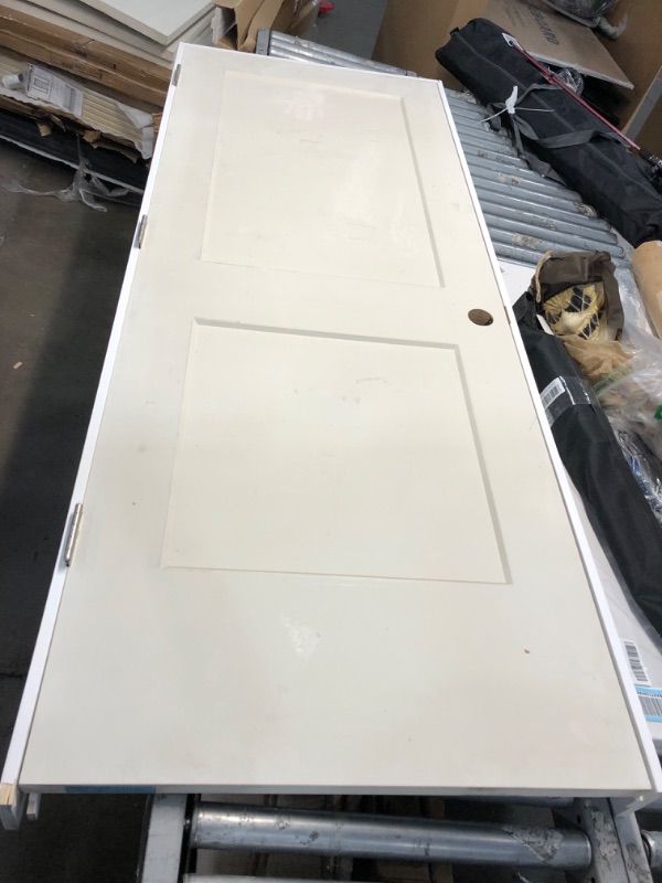 Photo 1 of 30 in. x 80 in. 2 Panel Monroe Primed Right-Hand Smooth Solid Core Molded Composite MDF Single Prehung Interior Door