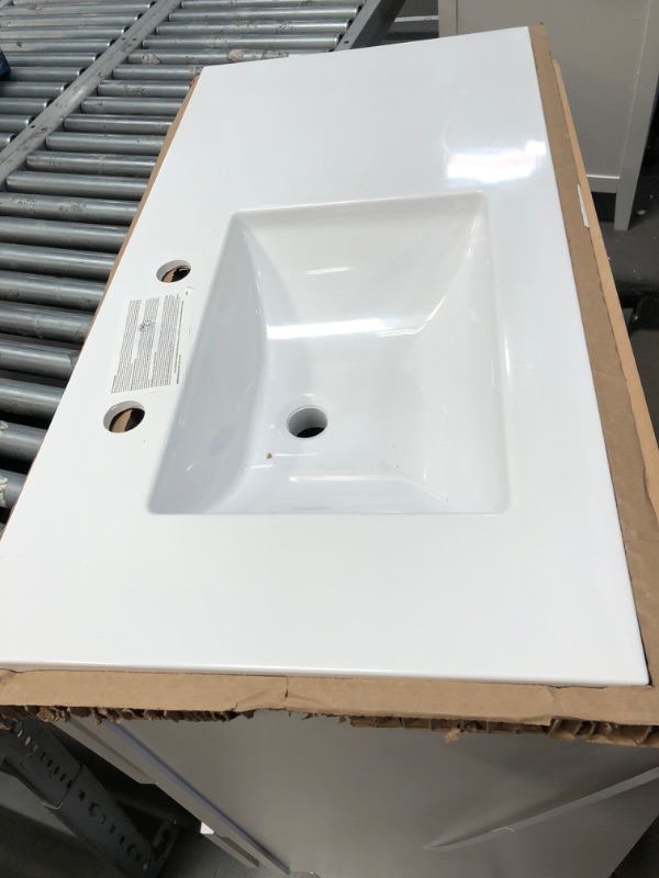 Photo 3 of * mirror not included * see images for damage *
Style Selections 36.5-in White Single Sink Bathroom Vanity with White Cultured Marble Top 