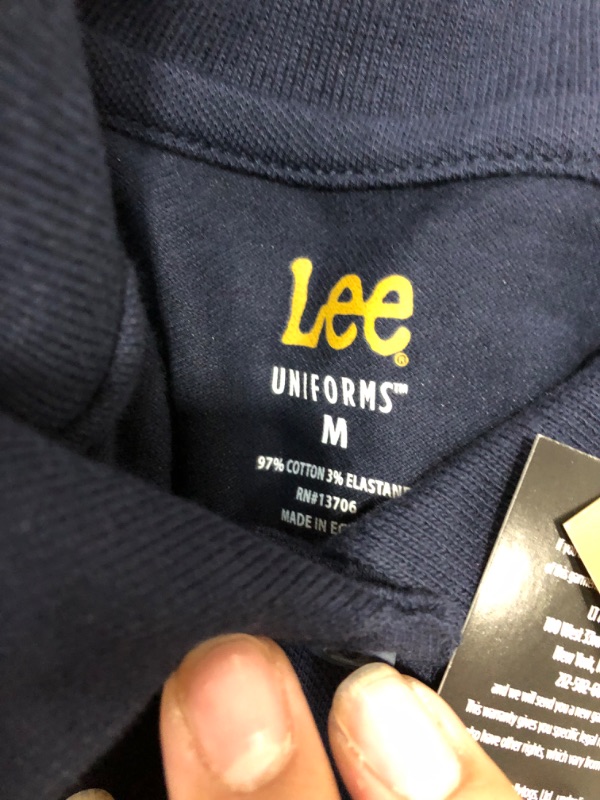 Photo 3 of Lee Uniforms Juniors' Stretch Pique Polo Shirt Medium Navy