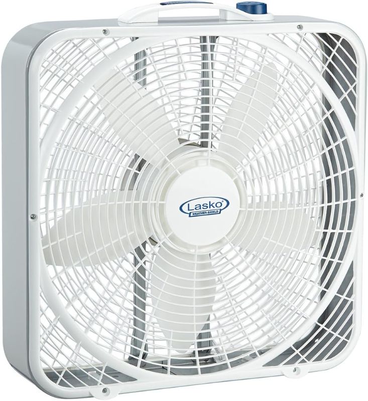 Photo 1 of Lasko 20? Weather-Shield Performance Box Fan-Features Innovative Wind Ring System for Up to 30% More Air, 20 Inch, 3720
