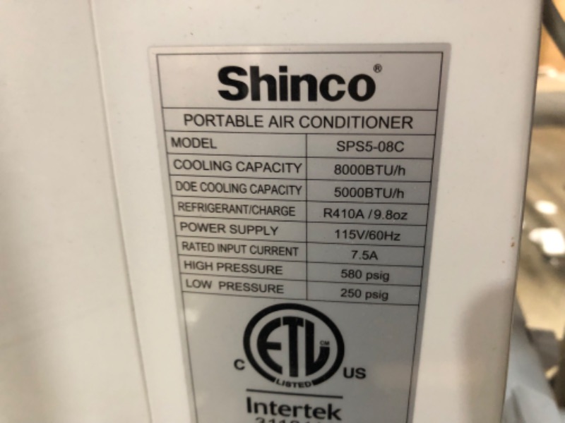 Photo 5 of Shinco SPS5 Portable Air Conditioner 