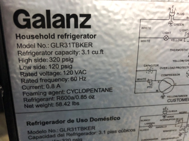 Photo 6 of Galanz GLR40TBKER Retro Compact Refrigerator, Mini Fridge with Dual Doors, Adjustable Mechanical Thermostat with Freezer, 4.0 Cu Ft, Black
