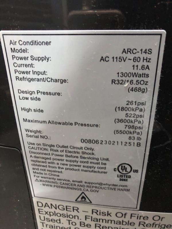 Photo 2 of Whynter ARC-14S 14,000 BTU Dual Hose Portable Air Conditioner with Dehumidifier and Fan for Rooms Up to 500 Square Feet, Includes Storage Bag, Platinum/Black, AC Unit Only
