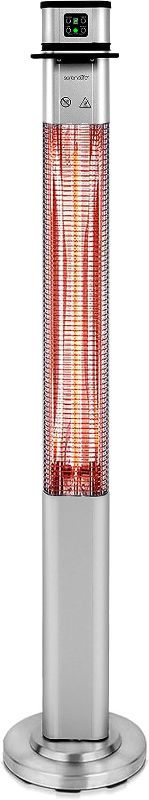 Photo 1 of **Non-functional**** SereneLife Infrared Patio Heater, Electric Patio Heater for Indoor/Outdoor Use, Portable Table Heater with Remote Control, 1500 W, for Restaurant, Patio, Backyard, Garage, Decks (Silver)
