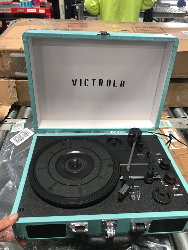 Photo 2 of Victrola Journey+ Bluetooth Suitcase Record Player, Turquoise (VSC-400SB-TRQ-SDF) Turquoise Record Player