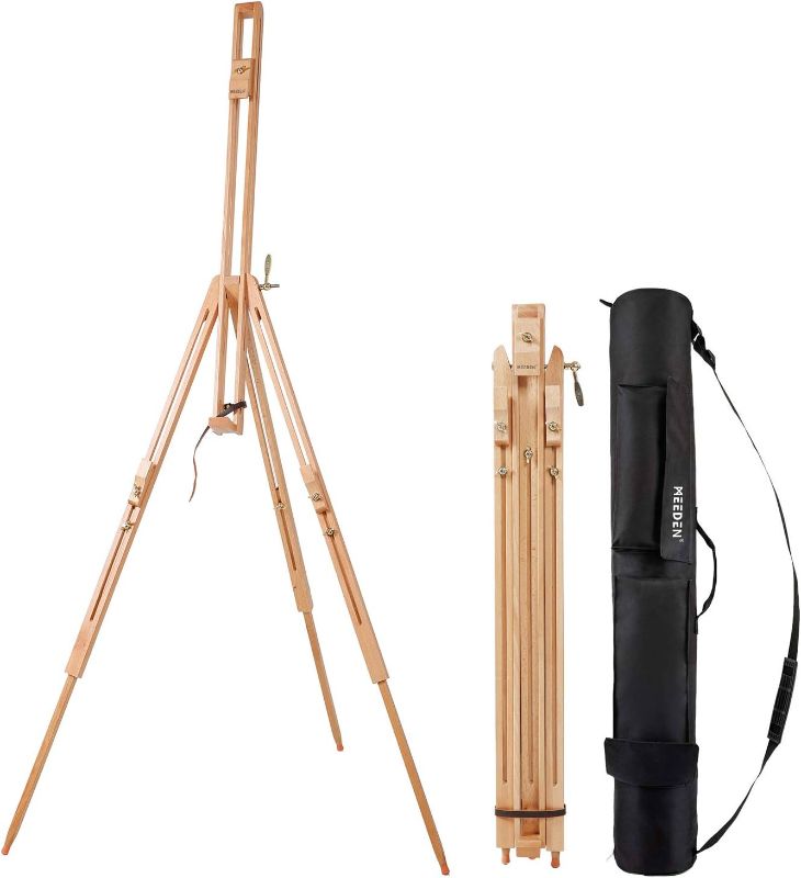 Photo 1 of MEEDEN Tripod Field Painting Easel with Carrying Case - Solid Beech Wood Universal Tripod Easel Portable Painting Artist Easel, Perfect for Painters Students, Landscape Artists, Hold Canvas up to 34"
