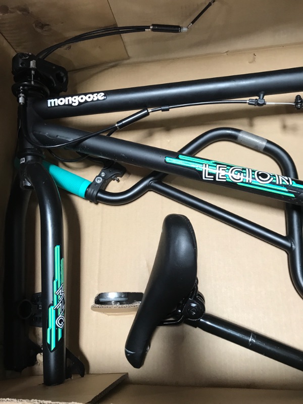 Photo 3 of Mongoose Legion Freestyle Kids BMX Bike, Entry Level Performance, Steel Frame, 16-20 Inch Wheels, Boys and Girls Black/Teal 20-Inch Wheels Legion L10 Bike
