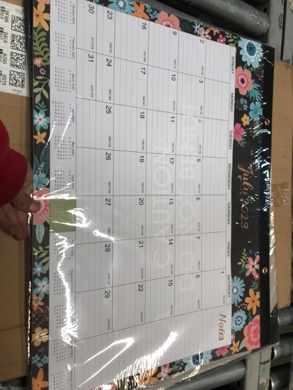 Photo 2 of 2023-2024 Desk Calendar - Large Desk Calendar 2023-2024, Jul. 2023 - Dec. 2024, 22" x 17", Thick Paper with 18 Months, Corner Protectors, Large Ruled Blocks & 2 Hanging Hooks - Black Floral Large:22"x17"