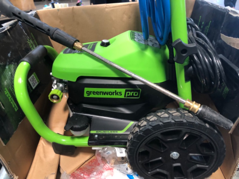 Photo 4 of * item used * functional * sold for parts *
Greenworks Pro 2300 PSI 2300-GPM-Gallons Cold Water Electric Pressure Washer