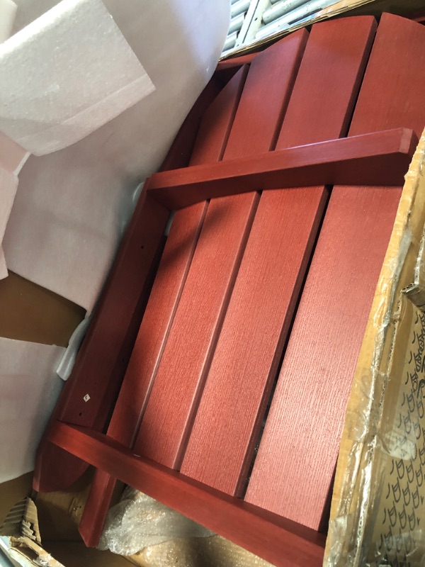 Photo 2 of **MANY SCRATCHES, MISSING HARDWARE** SERWALL Folding Adirondack Chair Patio Chairs Outdoor Chairs Painted Adirondack Chair Weather Resistant, Red Classic