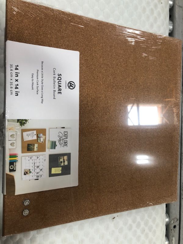 Photo 2 of U Brands Square Frameless Cork Bulletin Board, 14 x 14 Inches, Natural (463U00-04) 14'' x 14''