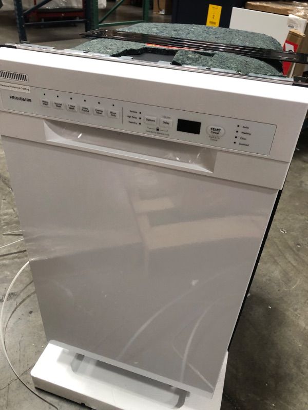 Photo 1 of Frigidaire 18 in. ADA Compact Front Control Dishwasher in White with Dual Spray Arms, 52 dBA,