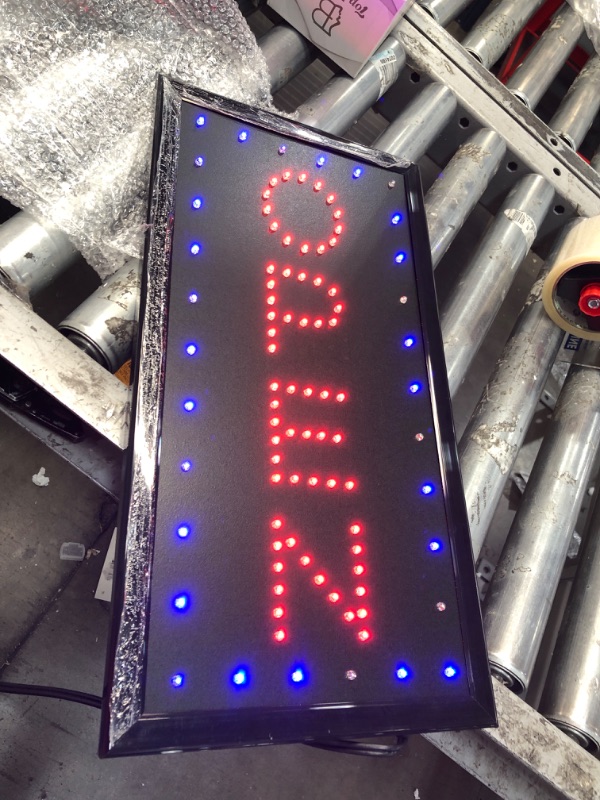 Photo 1 of 22x13inch Large Vertical LED Open Sign for Business: Lighted Signs with Flashing&Steady, Electric Light up Signs for Stores, Bars, resturatant, Window,Walls.