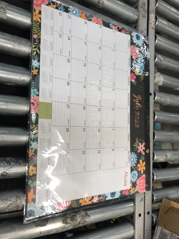 Photo 2 of 2023-2024 Desk Calendar - Large Desk Calendar 2023-2024, Jul. 2023 - Dec. 2024, 22" x 17", Thick Paper with 18 Months, Corner Protectors, Large Ruled Blocks & 2 Hanging Hooks - Black Floral Large:22"x17"