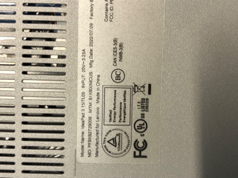 Photo 2 of **LOCKED UNABLE TO RESET **Lenovo - Ideapad 3i 15.6" HD Touch Laptop - Core i3-1115G4 - 8GB Memory - 256GB SSD - Platinum Grey 81X800MCUS