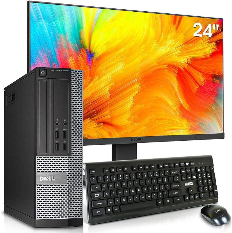 Photo 1 of Dell OptiPlex 7020 Desktop Computers PC with New 24 inch Koorui Monitor Bundle,i7-4790 32GB Ram 512GB M.2 NVMe SSD+128GB SSD,AC7260 Built-in WiFi Ready,Dual Monitor Support,Windows 10 Pro 
